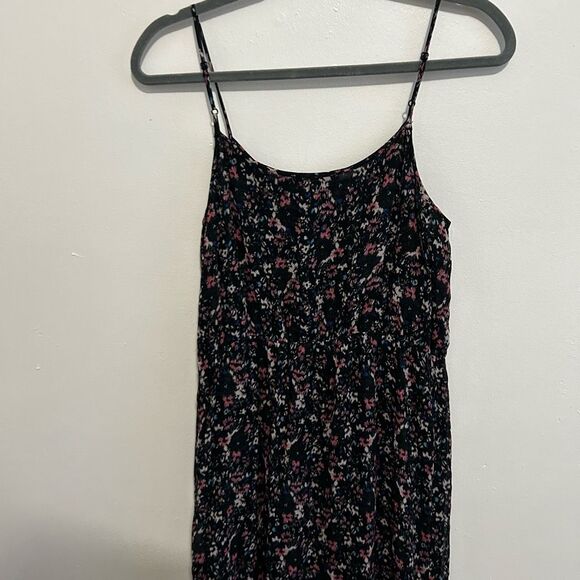 AllSaints Black Floral Silk Midi Dress Size M Fairy Whimsical Goth Grunge Dark - Picture 6 of 10